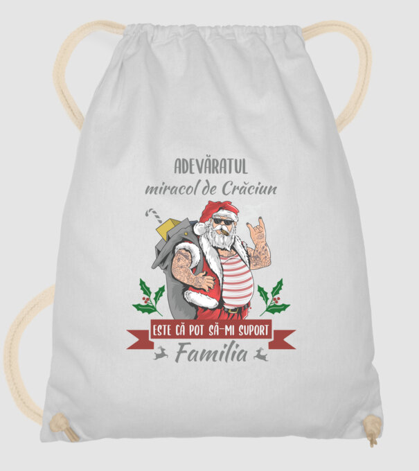 adevăratul miracol de Crăciun este că pot să-mi suport familia model alb pe tricou