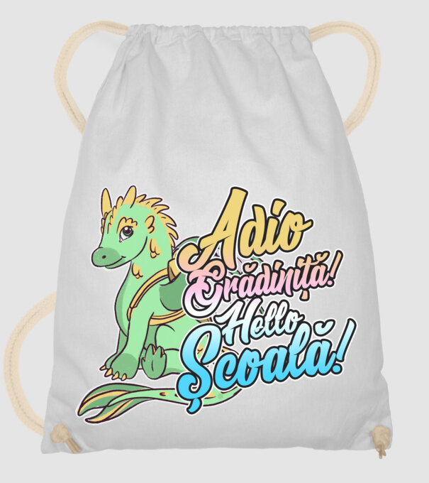 Adio grădiniță! Hello școală! model alb pe tricou