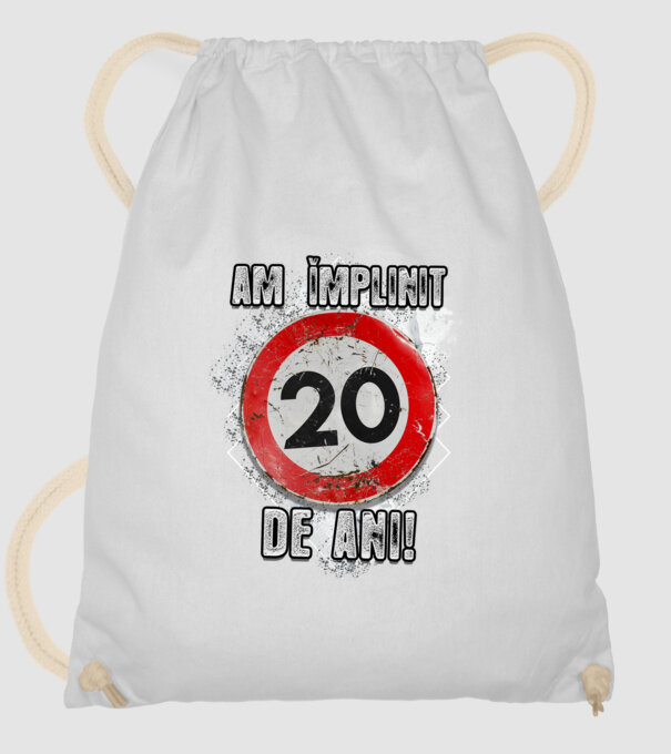 Am împlinit 20 de ani! model alb pe tricou
