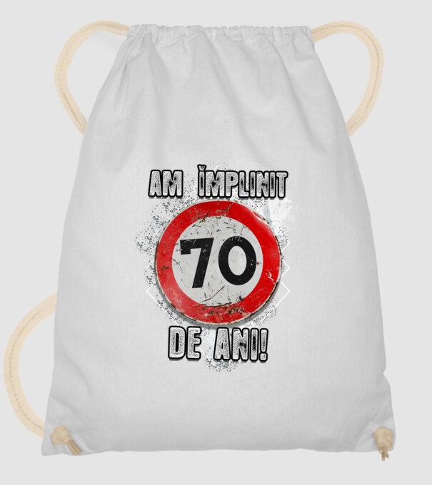 Am împlinit 70 de ani! model alb pe tricou