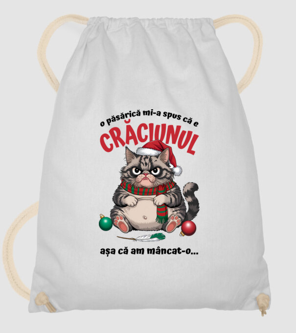 Am mâncat pasărea Crăciun pisică Alb model alb pe tricou