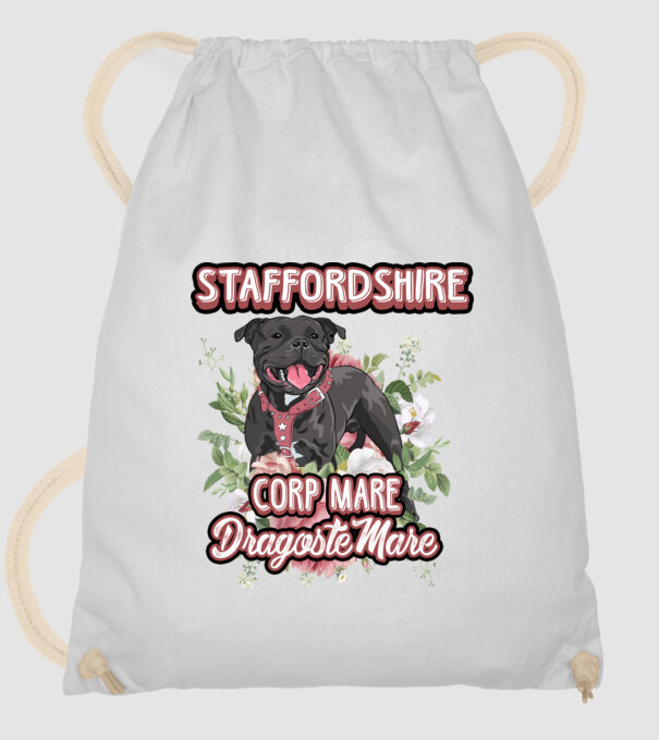 american staffordshire terrier - corp mare, dragoste mare model alb pe tricou