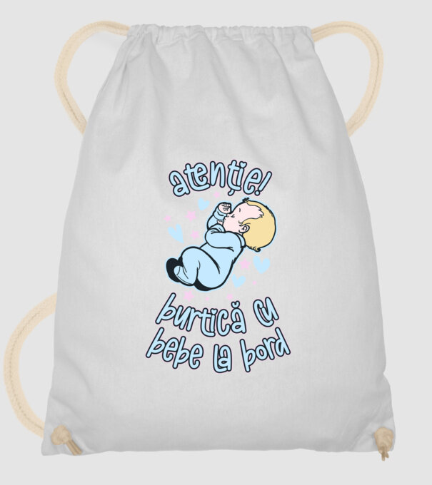 atenție! burtică cu bebe la bord model alb pe tricou
