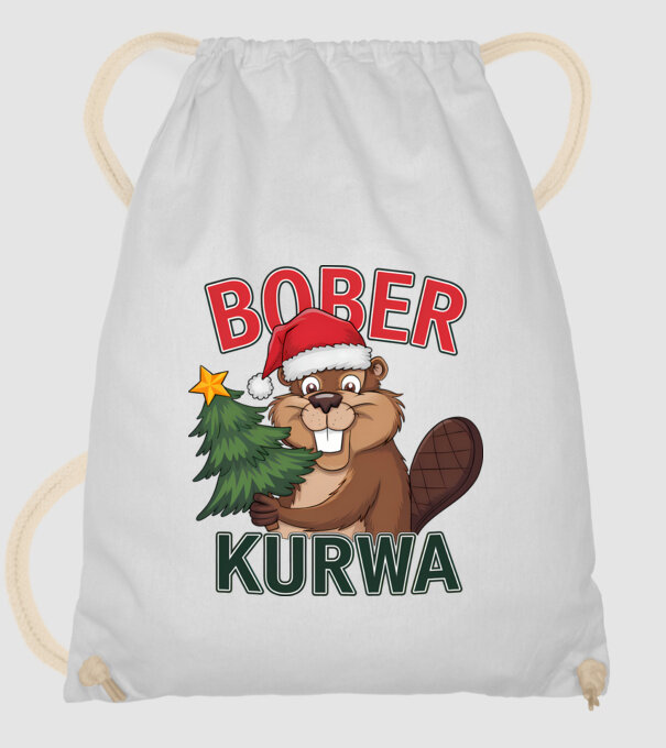 Bober kurwa Christmas model alb pe tricou