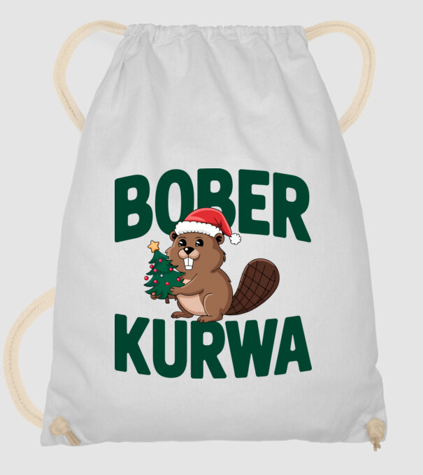Bober kurwa xmas model alb pe tricou