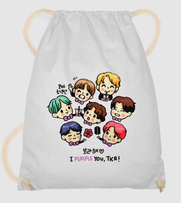 BTS chibi model alb pe tricou