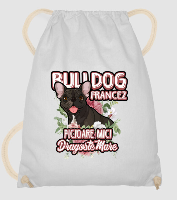 bulldog francez - picioare mici dragoste mare model alb pe tricou
