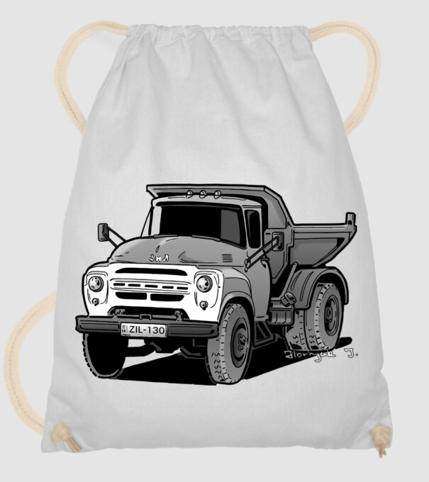 Camioane model alb pe tricou