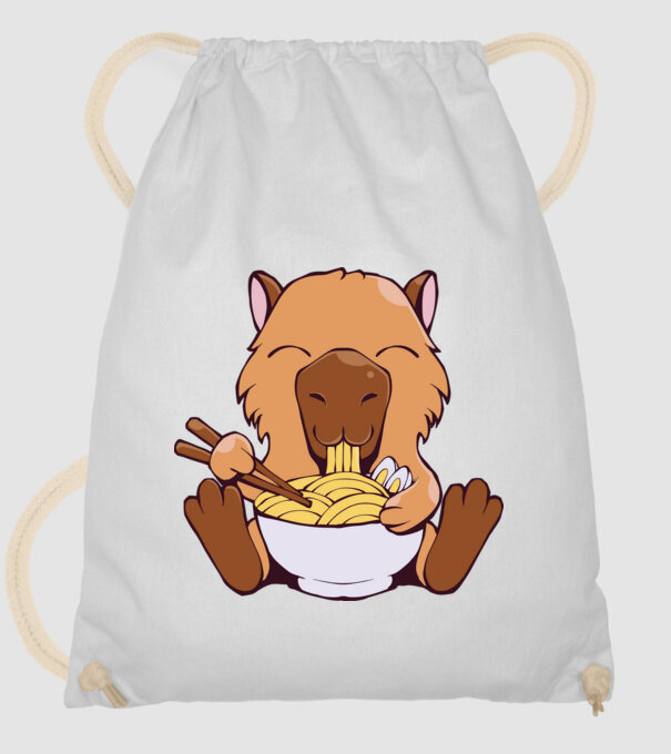 Capibară Ramen model alb pe tricou