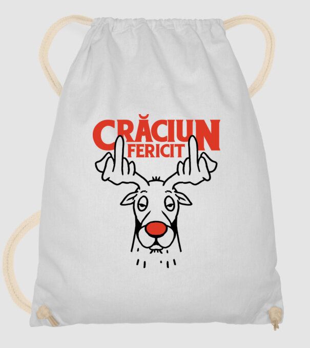Căprioară de Crăciun antisocială model alb pe tricou