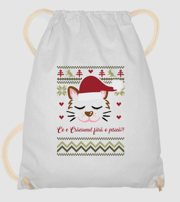 Ce e Crăciunul fără o pisică?! model alb pe tricou