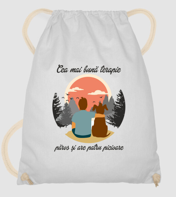 cea mai bună terapie - păros și are patru picioare model alb pe tricou
