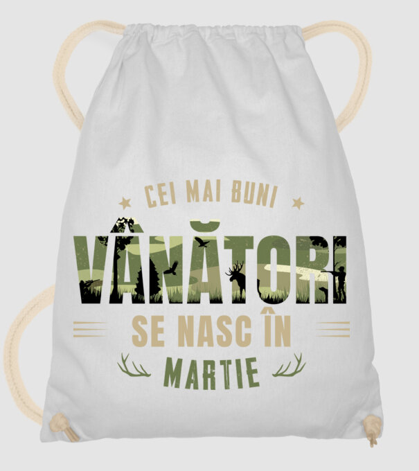 Cei mai buni vânători se nasc în martie model alb pe tricou