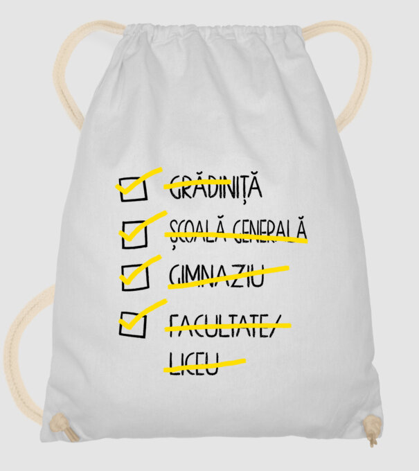 Cheklist educație - Facultate alb model alb pe tricou