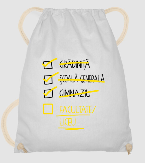 Cheklist educație - Gimnaziu alb model alb pe tricou