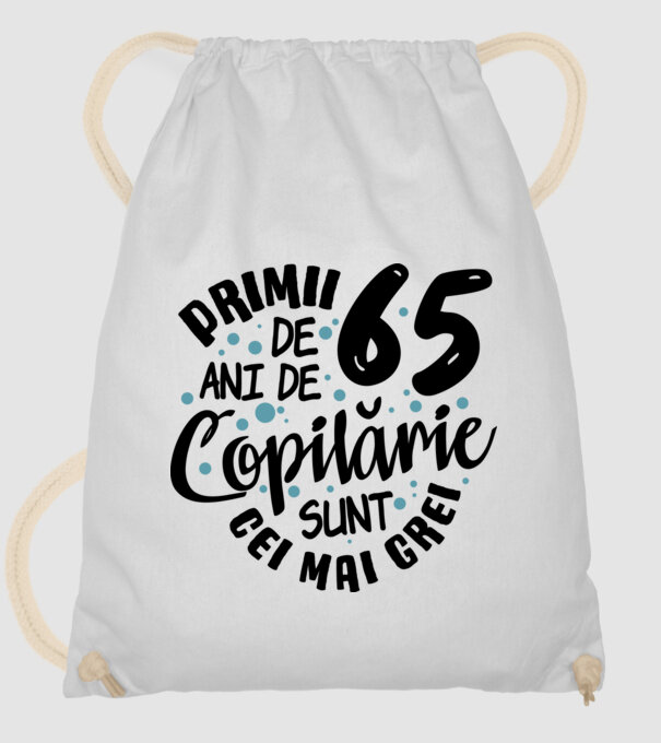 Copilărie 65 de ani model alb pe tricou