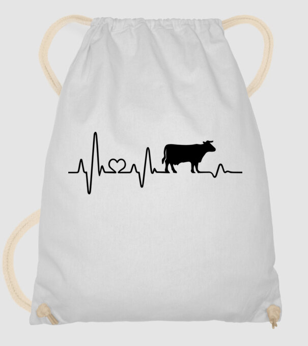 Cow Heartbeat model alb pe tricou