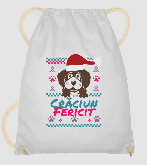Crăciun Fericit câine model alb pe tricou