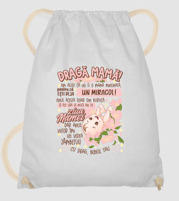 Cu drag, bebele tău model alb pe tricou