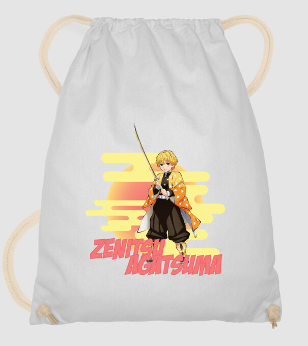 Demon Slayer Zenitsu model alb pe tricou