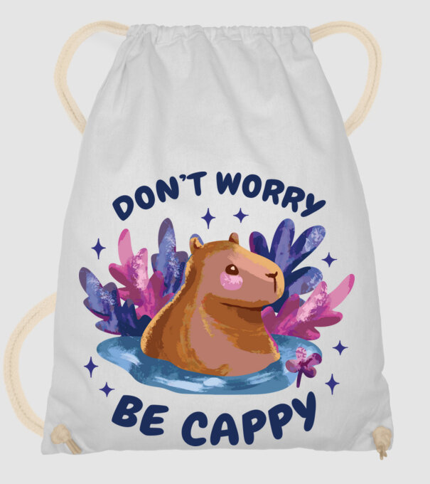 Don't worry be Cappy - capibară model alb pe tricou