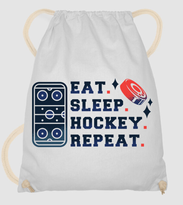 Eat Sleep Hockey Repeat model alb pe tricou
