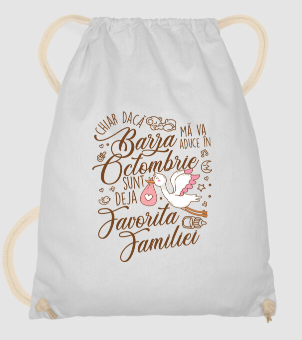 Favorita familiei OCTOMBRIE model alb pe tricou