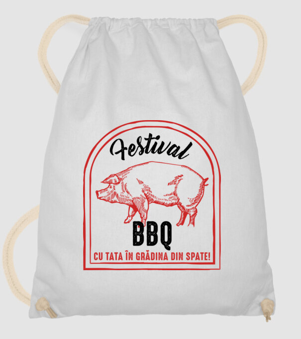 Festival BBQ - cu tata în grădina din spate! model alb pe tricou