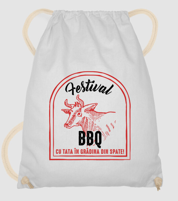 Festival BBQ - cu tata în grădina din spate! model alb pe tricou