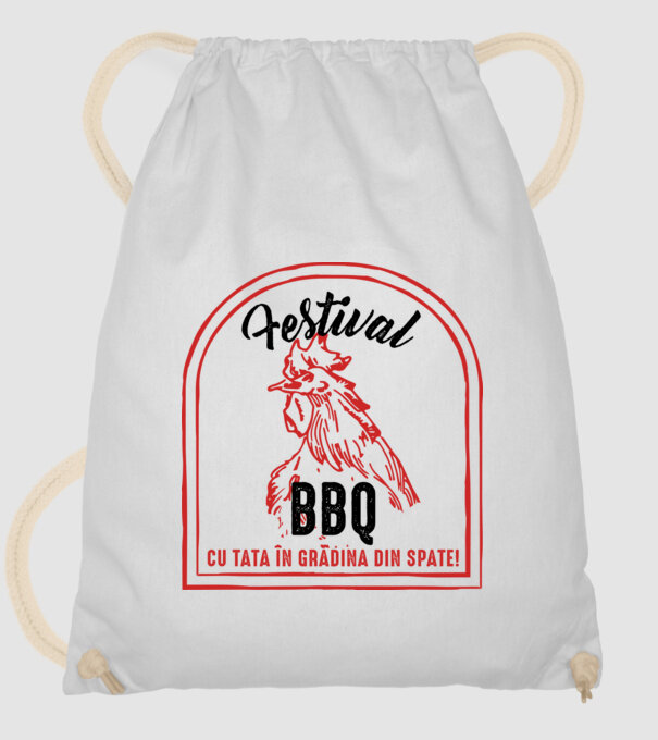 Festival BBQ - cu tata în grădina din spate! model alb pe tricou
