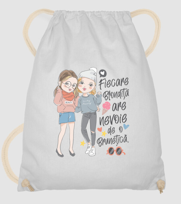 Fiecare blondiță are nevoie de o brunețică model alb pe tricou