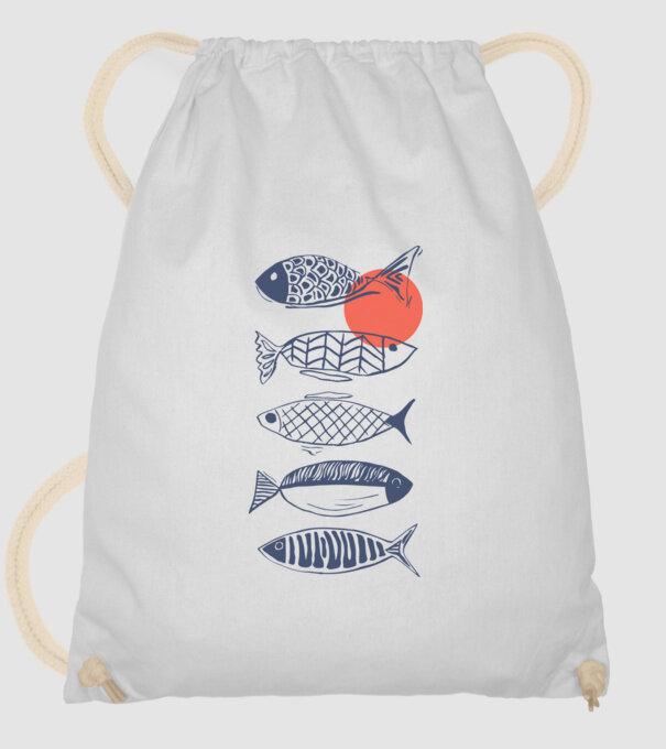 Fish model alb pe tricou