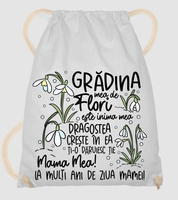 Grădina mea de flori model alb pe tricou
