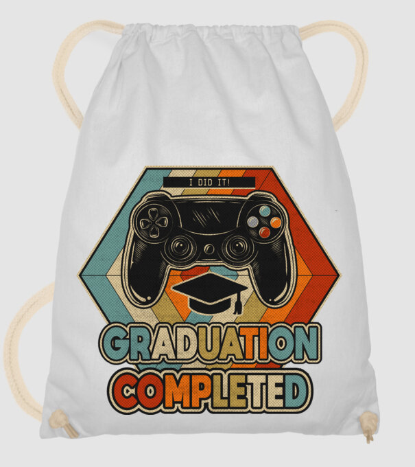 Graduatuion completed retro model alb pe tricou