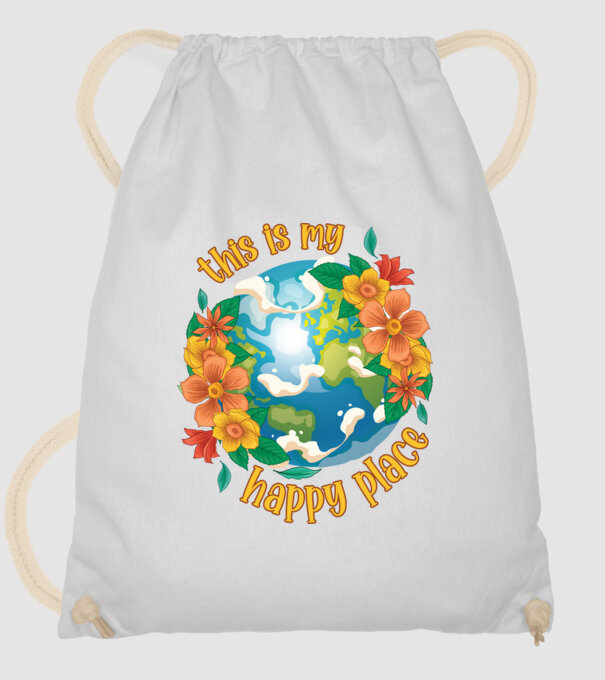 Happy Place model alb pe tricou