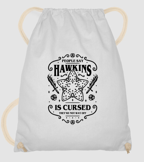 hawkins is cursed model alb pe tricou