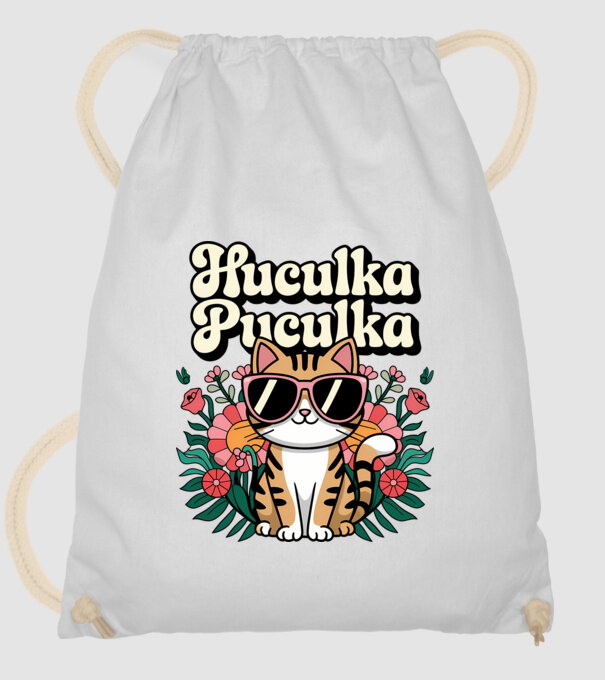 Huculka Puculka pisică 3 model alb pe tricou