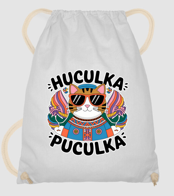 Huculka Puculka pisică 3 model alb pe tricou