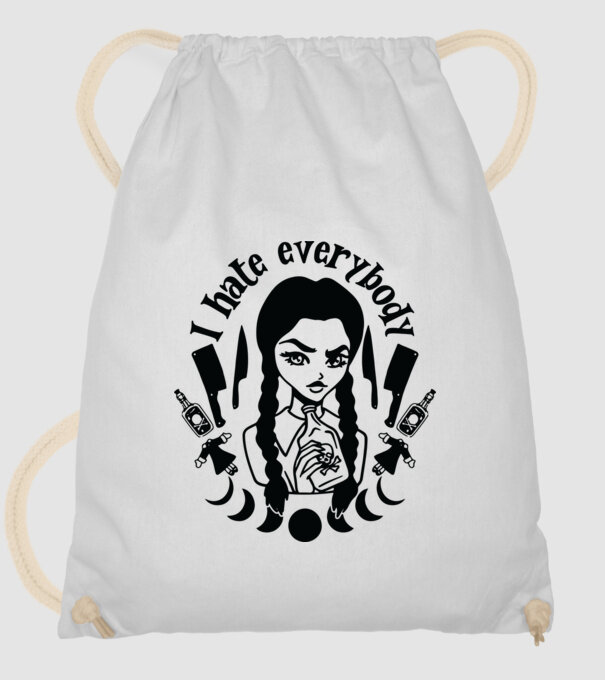 I hate everybody cartoon model alb pe tricou