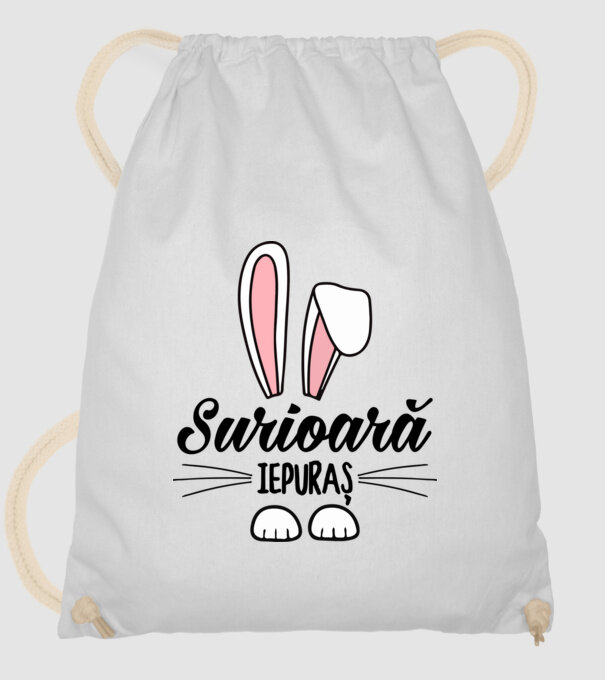 Iepuraș surioară model alb pe tricou