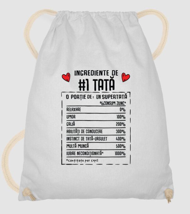 Ingrediente Tată model alb pe tricou