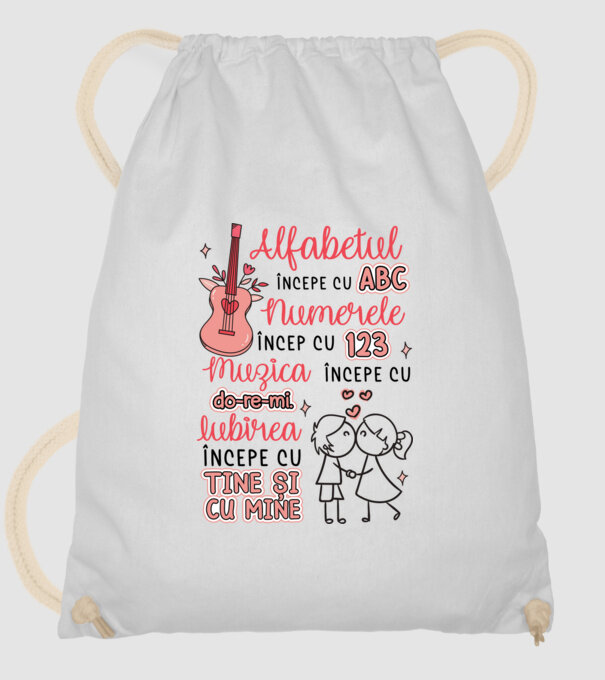 Iubirea începe cu-tine și cu mine model alb pe tricou