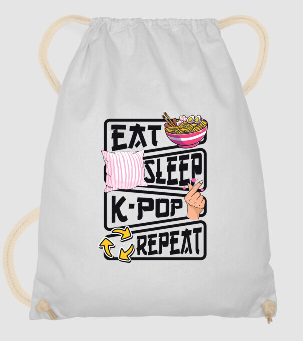 K-POP EAT SLEEP model alb pe tricou