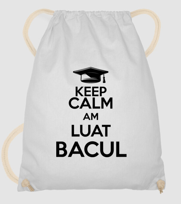 Keep calm, am luat bacul model alb pe tricou