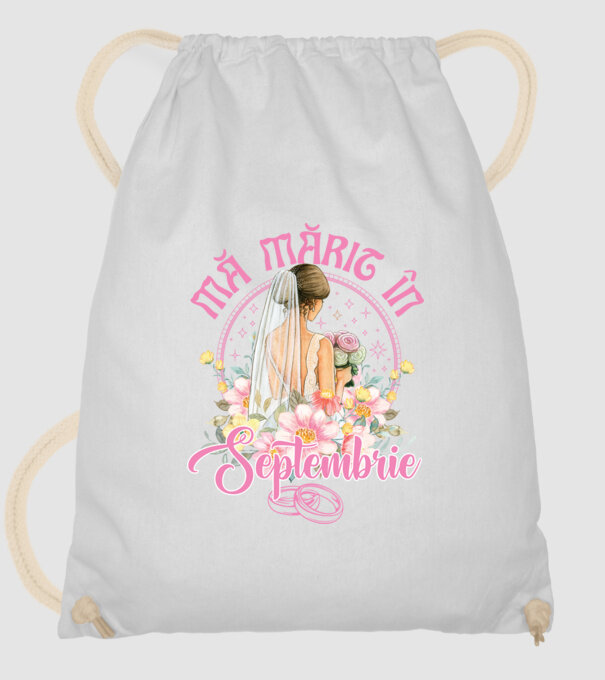 mă mărit - în septembrie model alb pe tricou