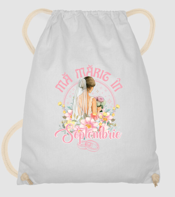 mă mărit - în septembrie model alb pe tricou