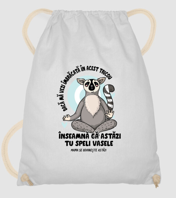 Dacă o vezi îmbrăcată în acest tricou, înseamnă că astăzi tu speli vasele. Mama se odihnește astăzi. model alb pe tricou