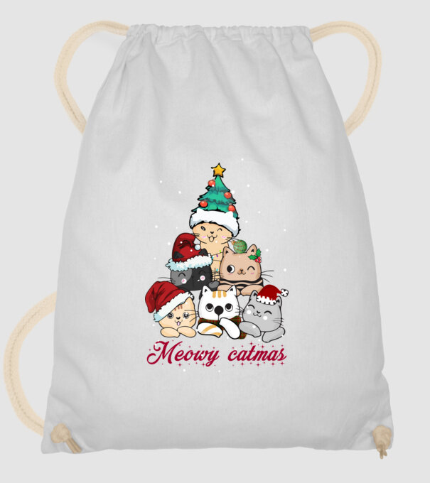 Meowy catmas model alb pe tricou