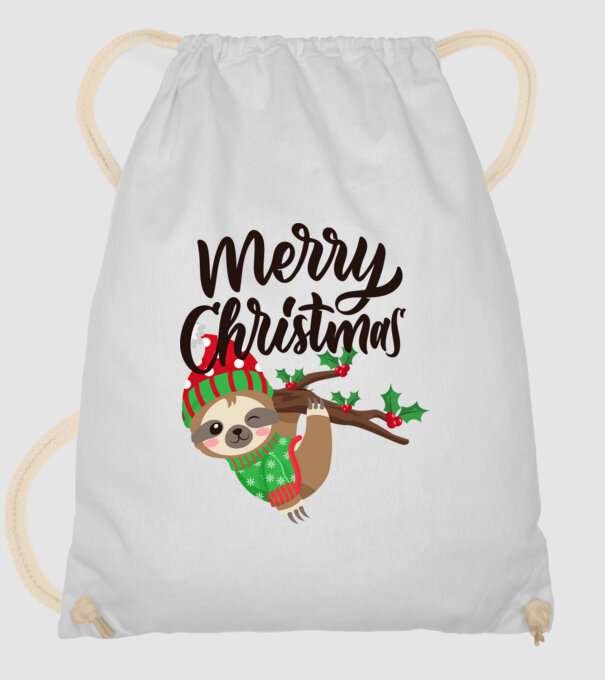 Merry christmas sloth model alb pe tricou