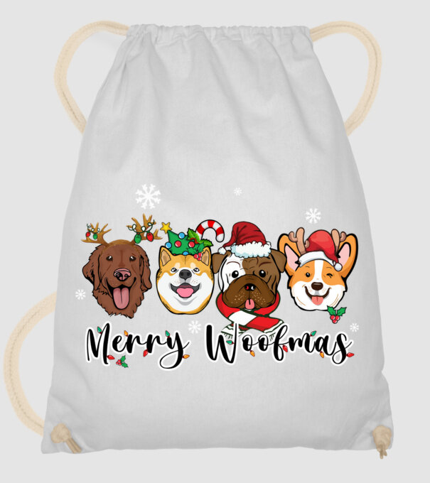 Merry woofmas 2 model alb pe tricou